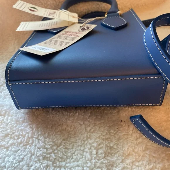 Bellissimo Anna Paola Leather Made in Italy Crossbody Handbag color Blue NWT - Picture 8 of 9